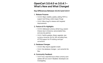 OpenCart 3.0.4.0 與 3.0.4.1 – 更新重點與差異分析